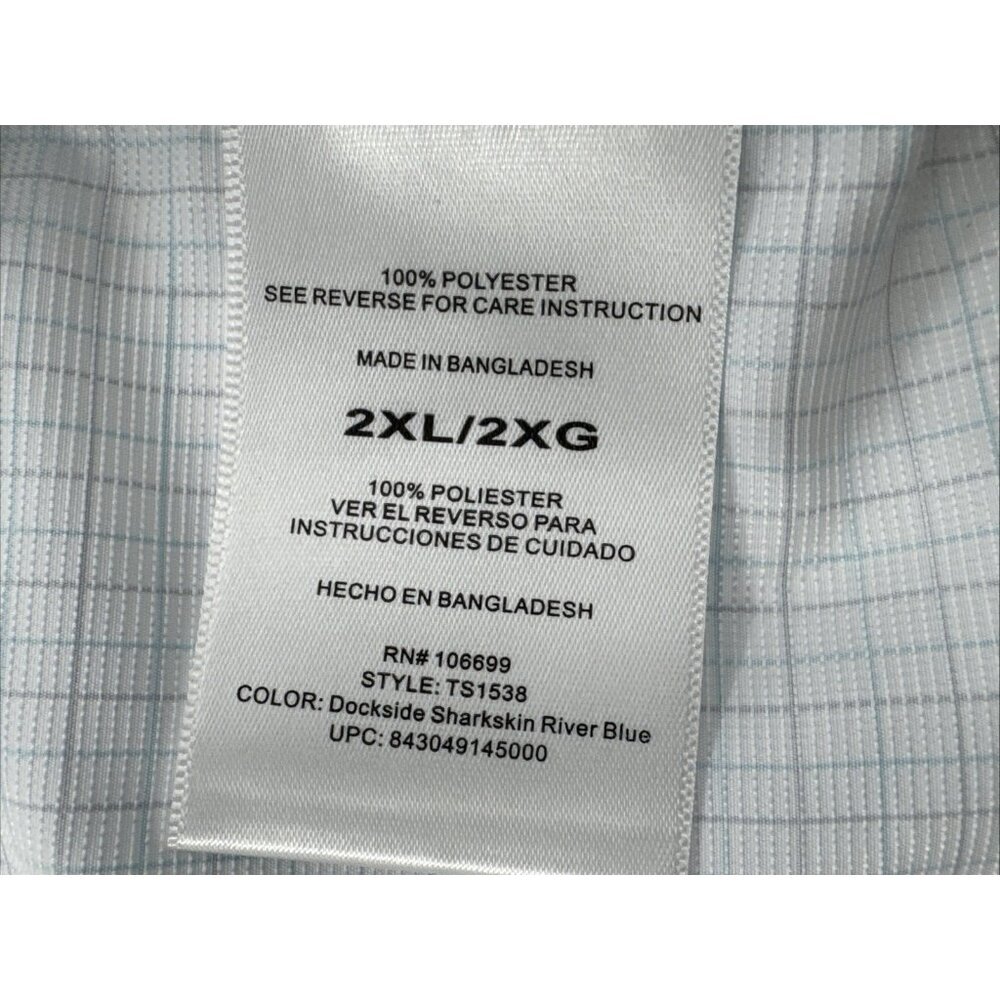 Performance Hiking Shirt Mens 2XL Blue Check Long Sleeve Button Fishing Vented - Picture 6 of 12